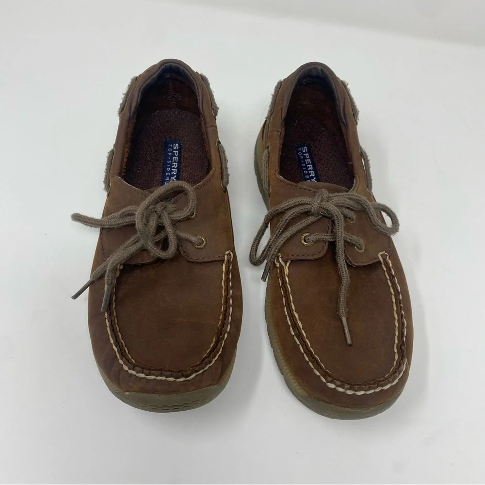 Sperry Top Slider Loafers Kids Size 2 Brown Boat Shoes